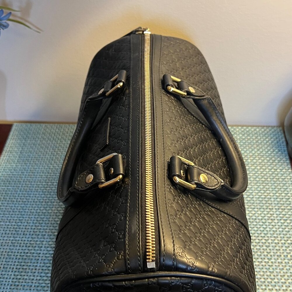 Gucci Micro Guccissima 2WAY Boston Bag Handbag Leather Black - Picture 8 of 16